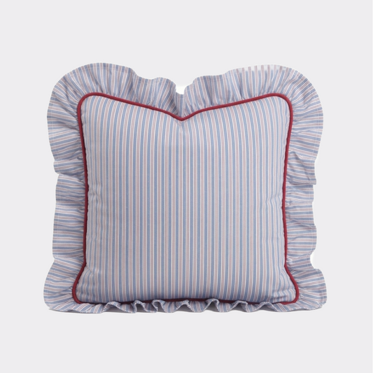 Coussin Bleu Rayures Rouge
